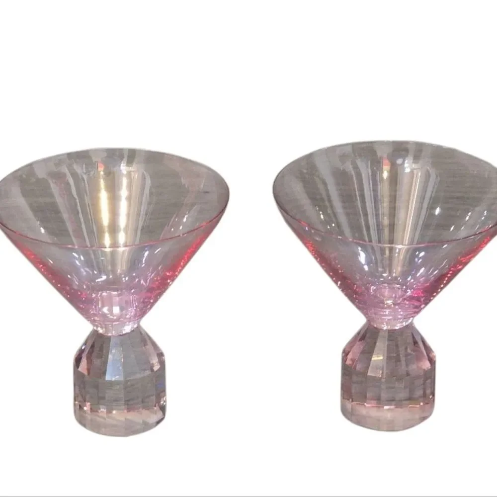 At Home Elegant Pink Crystal‎  Martini Glasses Set